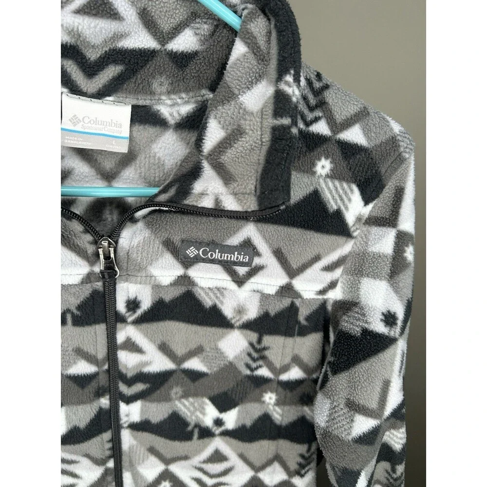 Columbia Boys Size Large 14-16 Full Zip Fleece Gray Pattern Jacket - Picture 3 of 6